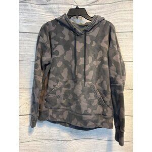 Zella Gray Camo Hooded Sweatshirt With Kangaroo Pocket Size M